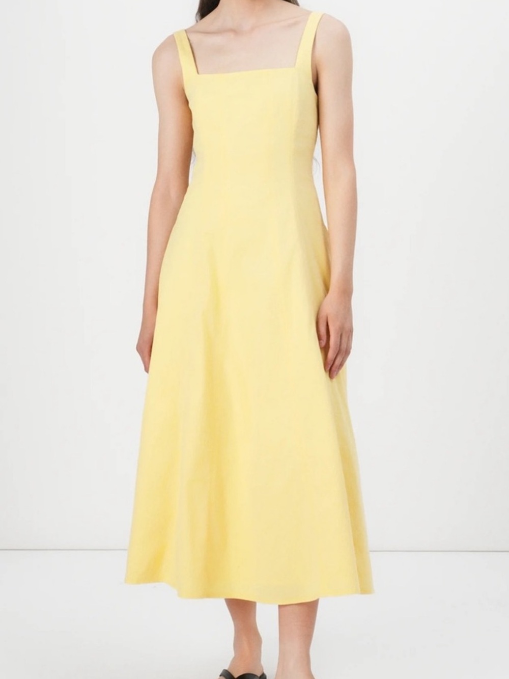 Mila Abercrombie Yellow Square-Neck Midi Dress